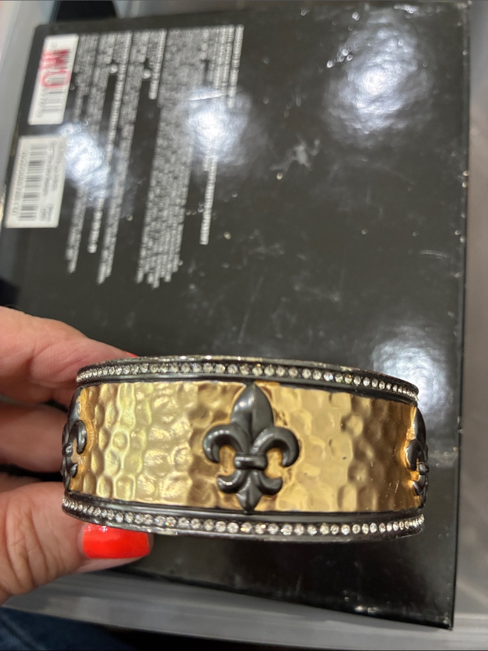 Gold Hammered Fleur-de-Lis Decorative Cuff Accent